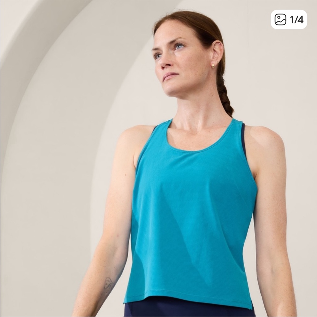 Athleta Navigate Top - Blue Grid